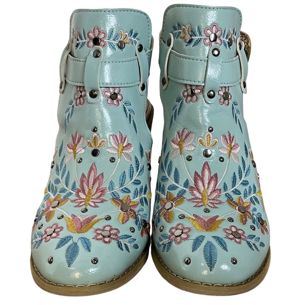 Embroidered Boho Western‎ Clog Heels Ankle Strap Block Heel EU 37 Festival